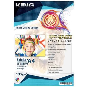 کاغذ استیکر ۱۳۵ گرمی KING سایز A4 بسته ۵۰ برگی