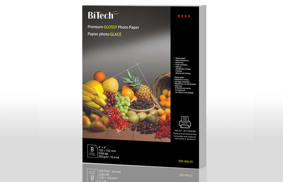 کاغذ گلاسه 255 گرمی Bitech سایز 15×10 بسته 8 برگی