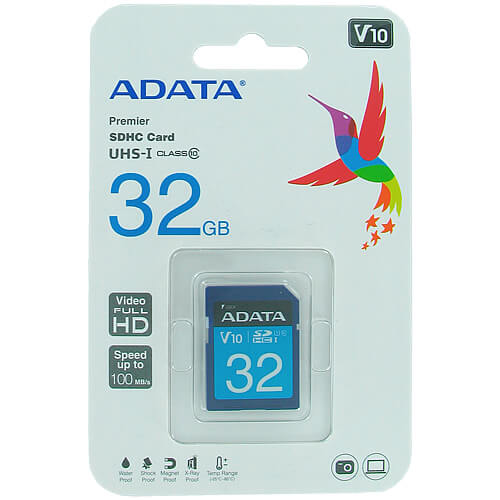 Adata 32GB Premier ASDH32GUICL10-R SDHC Memory Card C10 U1 V10 UHS-I